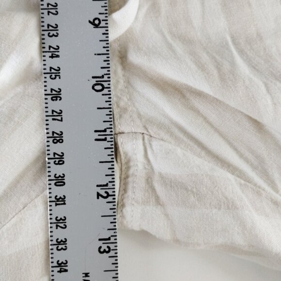 Denver Hayes Hi-Rise Wide Leg Crop Pants 14 Beige Stripes Linen Blend - Picture 8 of 11